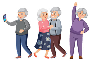Obraz premium Elderly people on white background