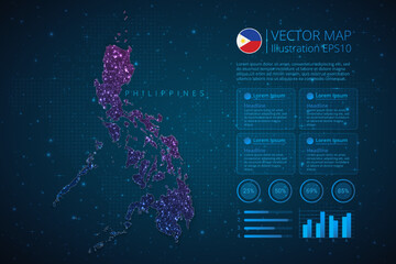 Fototapeta na wymiar Philippines map infographics template for diagram, graph, presentation and chart with abstract geometric mesh polygonal light concept on blue background. Vector Illustration EPS10.