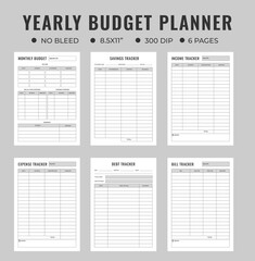 6 Pages yearly budget planner logbook or notebook 