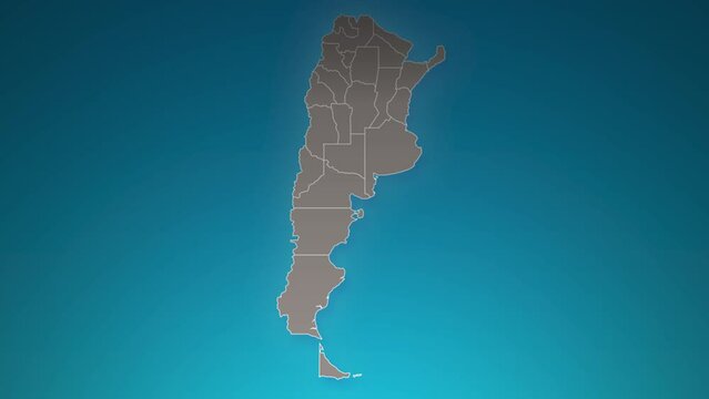 argentina country map with zoom in Realistic Clouds Fly Through. camera zoom in sky effect on argentina map. Background Suitable for Corporate Intros, Tourism, Presentations.
