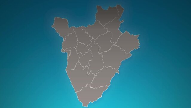 burundi country map with zoom in Realistic Clouds Fly Through. camera zoom in sky effect on burundi map. Background Suitable for Corporate Intros, Tourism, Presentations.