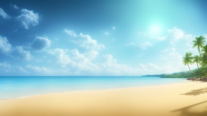 Fototapeta na wymiar Sea beach blue sky sand sun daylight relaxation landscape.