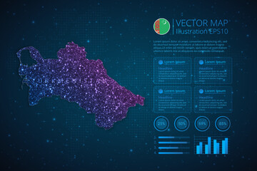 Fototapeta na wymiar Turkmenistan map infographics template for diagram, graph, presentation and chart with abstract geometric mesh polygonal light concept on blue background. Vector Illustration EPS10.