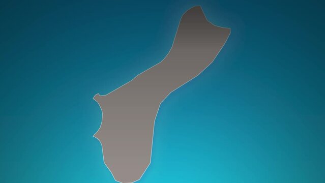 guam country map with zoom in Realistic Clouds Fly Through. camera zoom in sky effect on guam map. Background Suitable for Corporate Intros, Tourism, Presentations.