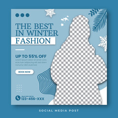 Winter fashion sale social media banner template