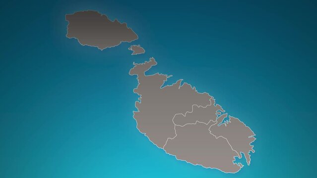 malta country map with zoom in Realistic Clouds Fly Through. camera zoom in sky effect on malta map. Background Suitable for Corporate Intros, Tourism, Presentations.