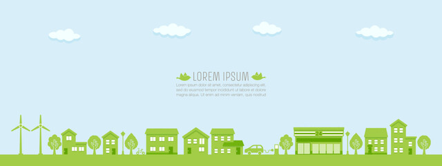 vector sustainable city illustration for background and decoration (green)