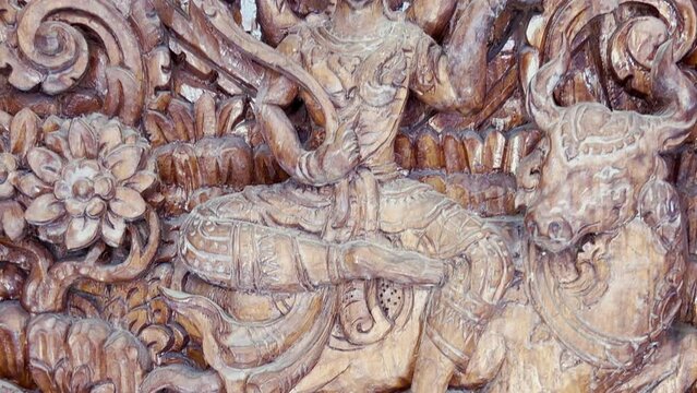 Kanok pattern in a Buddhist temple.Wat In Plaeng is located in Nakhon Phanom Province in the northeast of Thailand.It represents a beautiful sculpture architecture.