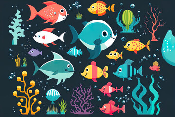 Obraz premium undersea fish illustration. Generative AI