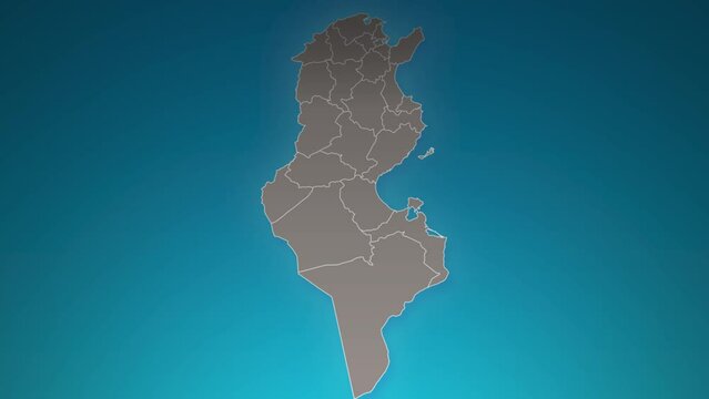 tunisia country map with zoom in Realistic Clouds Fly Through. camera zoom in sky effect on tunisia map. Background Suitable for Corporate Intros, Tourism, Presentations.