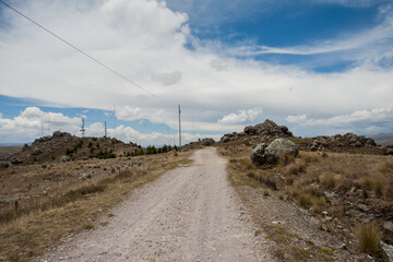 Stone forest in the Andean Cordillera of Peru (Marcavalle, Junin). Concept of nature and landscapes.