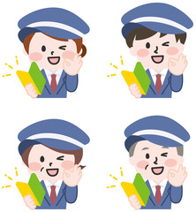 初心者マークを持つ警備スタッフたち