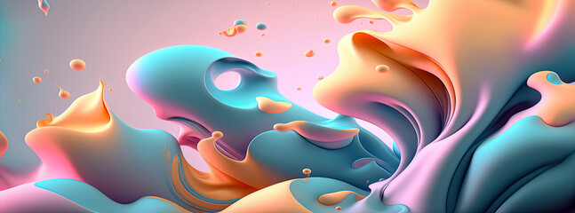 multi colored Abstract render. wallpaper. banner premium pastel color.