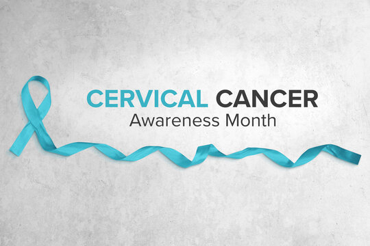 Teal Ribbon, Cervical Cancer Awareness Concept Banner