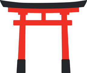 A Torii Gate Landmark of Shinto Shrine in Japan, vector illustration.