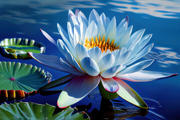 water lilie in the blue sky beautiful flower