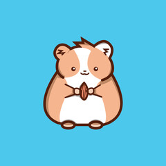 cute hamster and seed cartoon vector illustration