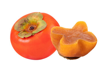 fresh ripe persimmons and dry isolated on transparent png