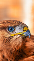 Golden eagle, head close-up. Portrait of a bird of prey.