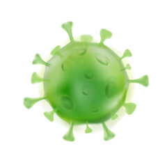 Isolated microscopic virus cell close up vector illustration. Green virus 