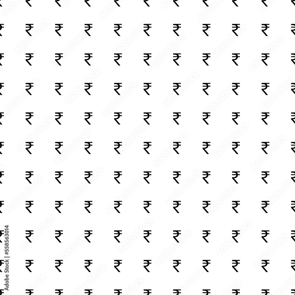 Poster square seamless background pattern from black indian rupee symbols. the pattern is evenly filled. ve
