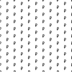 Square seamless background pattern from geometric shapes. The pattern is evenly filled with big black ruble symbols. Vector illustration on white background
