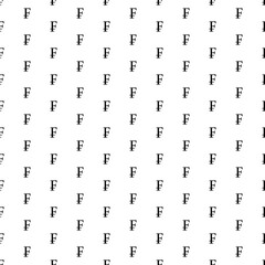 Square seamless background pattern from geometric shapes. The pattern is evenly filled with big black franc symbols. Vector illustration on white background