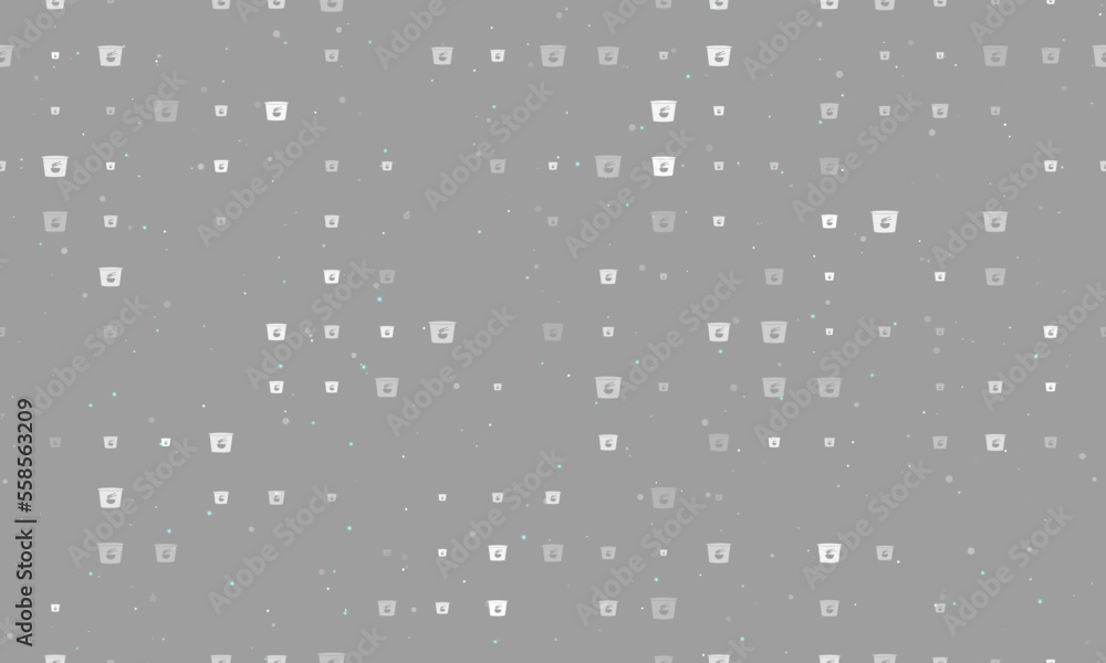 Poster seamless background pattern of evenly spaced white instant noodles symbols of different sizes and op