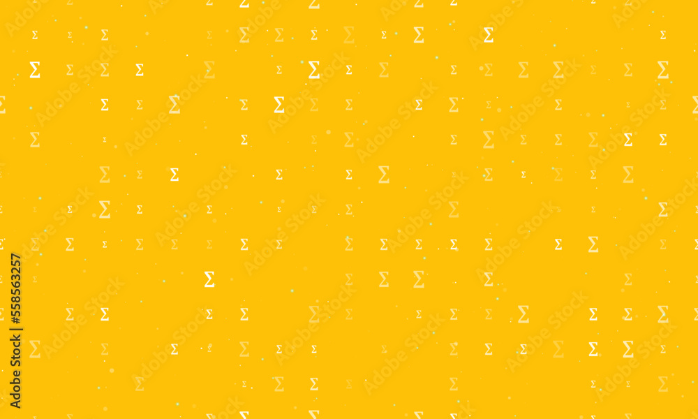 Poster seamless background pattern of evenly spaced white sigma symbols of different sizes and opacity. vec