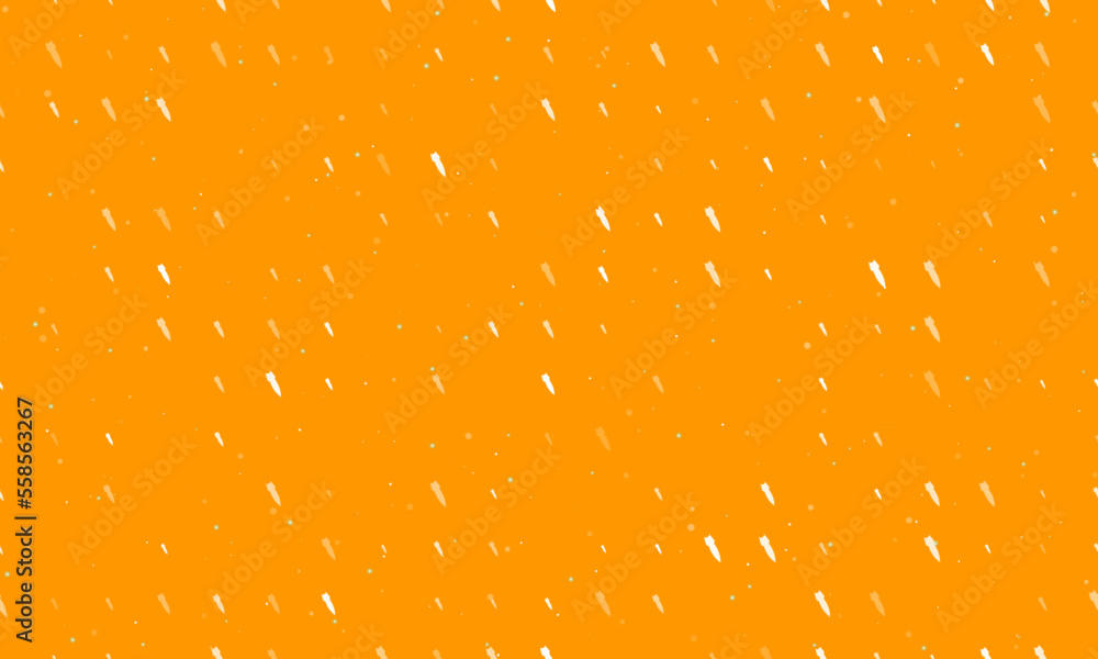 Poster seamless background pattern of evenly spaced white falling rocket symbols of different sizes and opa