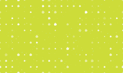 Seamless background pattern of evenly spaced white piggy bank symbols of different sizes and opacity. Vector illustration on lime background with stars