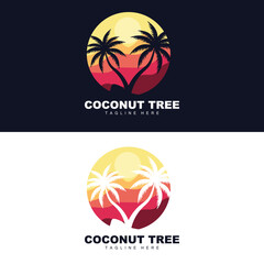 Coconut Tree Logo, Ocean Tree Vector, Design For Templates, Product Branding, Beach Tourism Object Logo