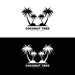 Coconut Tree Logo, Ocean Tree Vector, Design For Templates, Product Branding, Beach Tourism Object Logo