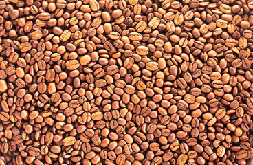 Food texture, high-quality coffee beans, roasted natural coffee.