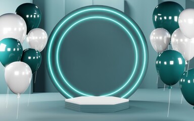 3D render of pastel template soft blue minimal background for show products