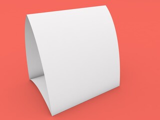 Advertising stand mockup on red background. 3d render illustration.