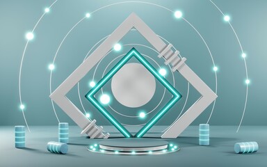 Naklejka premium 3D render of pastel template soft blue minimal background for show products