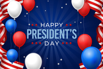 Presidents' Day. Presidents Day poster. Happy Presidents Day Background and symbols with USA flag. Vector illustration
