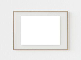 Wooden picture frame, Slim wooden frame 3d render.