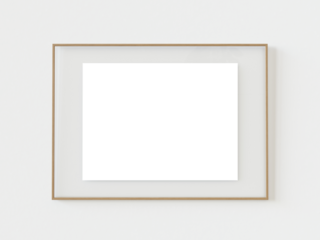 Wooden picture frame, Slim wooden frame 3d render.