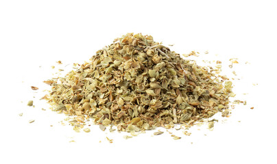 Pile of dried oregano leaves isolated on transparent png - obrazy, fototapety, plakaty