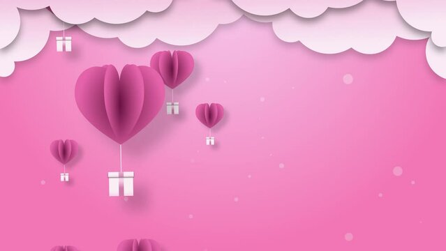 A balloon in the shape of a heart rolling motion for Valentine's day Greeting love video. 4K Romantic looped animation on for Valentine's day, St. Valentines Day,Wedding anniversary.