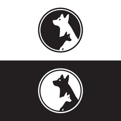 Circle dog animal logo design . icon logo . silhouette logo 