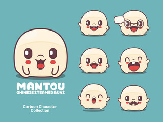 Mantou cartoon character chinese food vector illustration