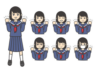 女子学生 ガッツポーズ 01