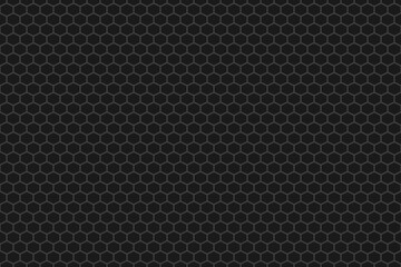 Grey honeycomb convex hexagon seamless pattern on dark background. Simple Vector. 