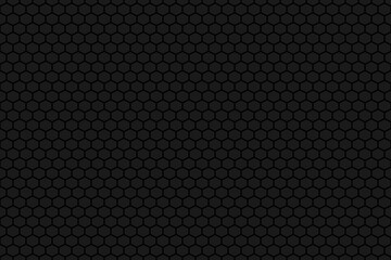 Black hexagon shapes with dark grey background. Vector Seamless Pattern.