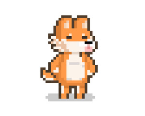 Obraz premium Pixel cartoon shiba dog character.