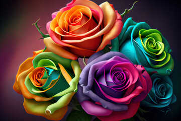 Fototapeta na wymiar multicolored roses beautiful flower