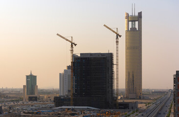 Riyadh, Saudi Arabia, KSA - December 29 2022 new buildings being constructed in Al YASAMINE north of Riyadh city